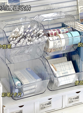 桌面笔筒壁挂收纳盒抽屉学生ins风文具收纳透明亚克力书桌置物架