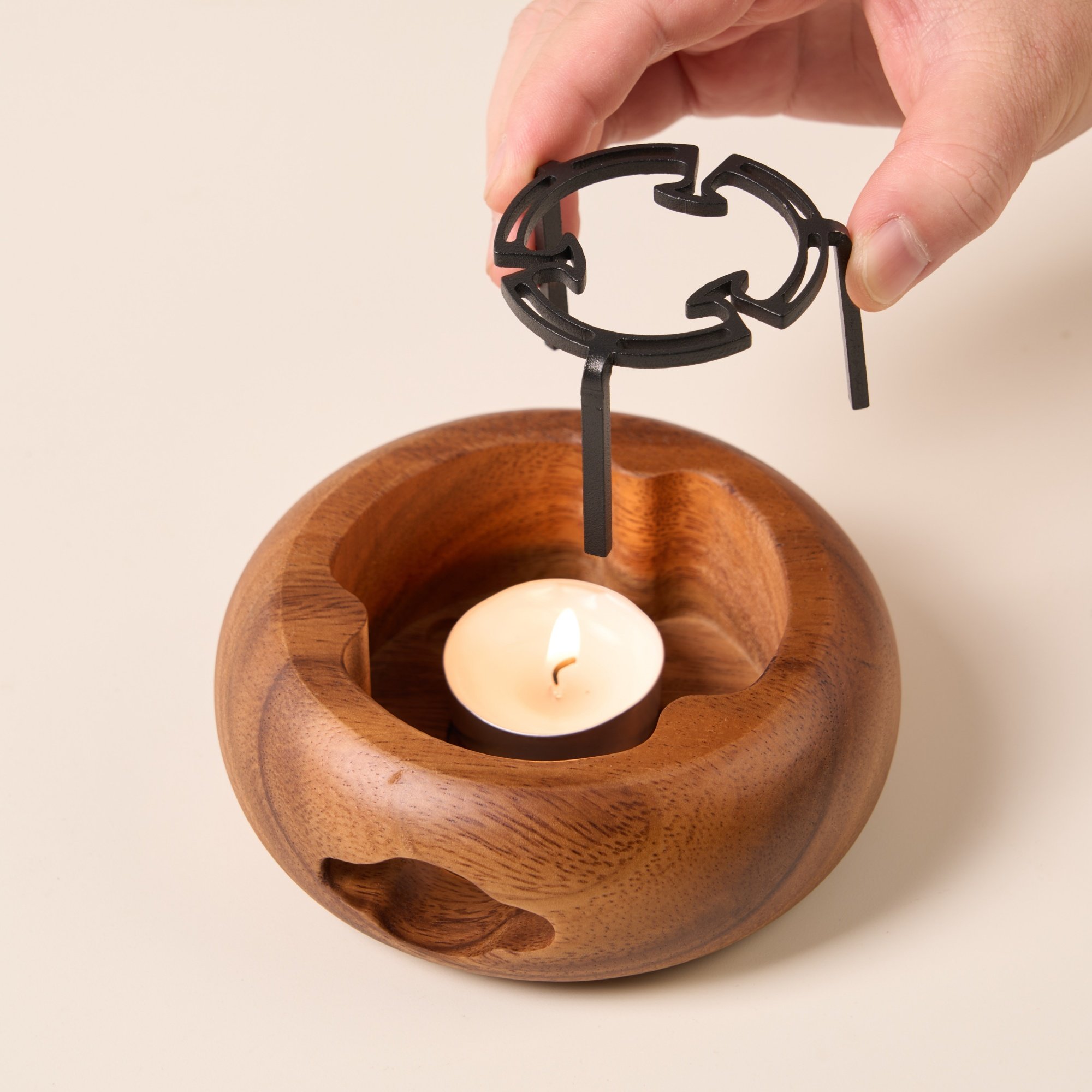 了堂斋胡桃木温茶炉蜡烛加热家用室内煮茶器复古围炉暖茶炉底座,淘宝优惠券,粉丝福利购,淘宝优惠卷