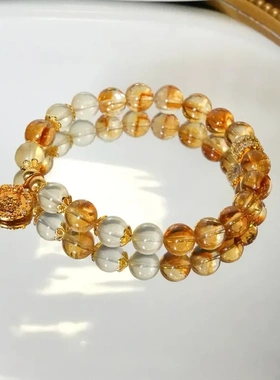 【暴富】金霸系列天然黄水晶手链黄塔晶招财转运水晶手串送女友