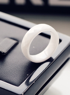 素圈陶瓷戒指男士食指简约冷淡风百搭尾戒个性不褪W色中指环女潮