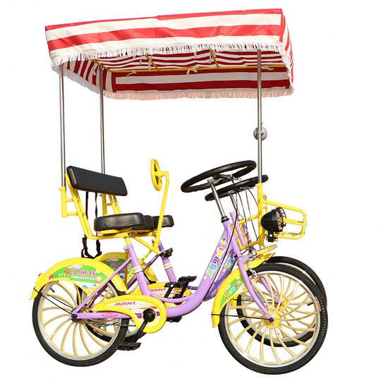 Guanquan four-wheel couple 22-inch three-person light bicycle parent-child scenic spot bicycle double bicycle family