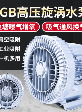 高压漩涡通风机旋涡式气泵工业鼓风机罗茨通风机真空抽气泵鱼塘增