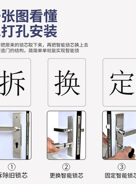 室内门指纹锁芯家用通用电子密码锁合租房卧室房间木门改智能锁心
