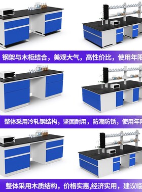 钢木实验台实验室工作台全钢中央台试验边台化验室操作台通风橱柜