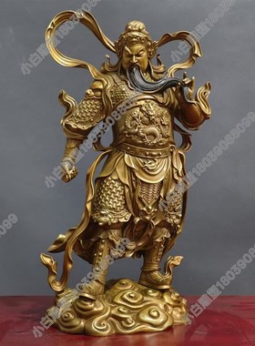关公韦陀菩萨 热着色仿古纯v铜雕  珈蓝黄铜家居摆件工艺品武财神