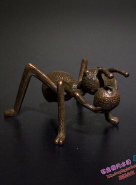 纯铜蚂蚁紫 仿古小摆件香插小物件 手工茶道铜茶宠实心