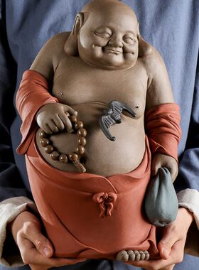 久造陶瓷大肚弥勒佛摆件创意招财笑佛禅意家居装饰品店铺乔迁送礼