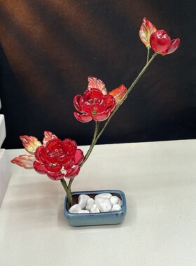 精致桌面盆栽小摆件书房书桌插花办公客厅餐桌高档轻奢简约电脑桌