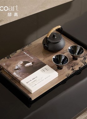 客厅摆件中式高级感2025新款小盘流苏长托盘壶洽谈区桌面办公室