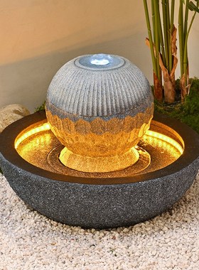 开业礼品简约假山流水喷泉摆件落地水景招财客厅循环水创意加湿器