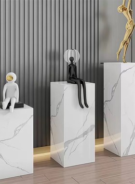 宝格丽工艺品雕塑摆件大理石岩底座岩板展厅酒店会所玄关装饰立柱