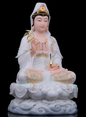 莲音坊汉白玉娑婆三圣全堂佛释迦牟尼观音地藏王菩萨弥勒佛摆件