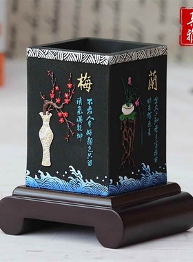 高档笔桌摆件办公室面炭雕书房送老师筒实用客户国风商务礼送品纪