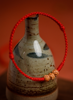 【100%官方正品】桃木转运珠红绳