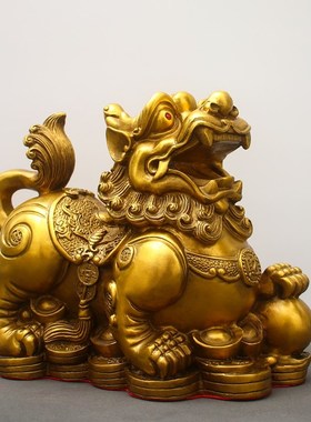 招财貔貅摆件铜貔貅大号一对公母皮丘聚财家居办公室店铺开业礼品