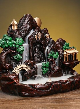 倒流香摆件香炉家用檀香香薰假山摆件鱼缸装饰玄关办公室创意桌摆