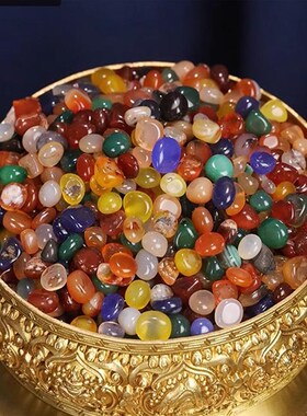 松吉仓 水晶玛瑙混合七宝石供修曼扎盘装 藏用宝石供八供碗大小号