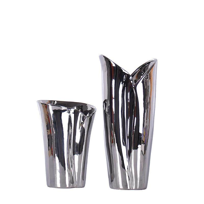 创意陶瓷现代轻奢镀银陶瓷花瓶摆件新中式客厅家居装饰柜摆饰品,淘宝优惠券,粉丝福利购,淘宝优惠卷