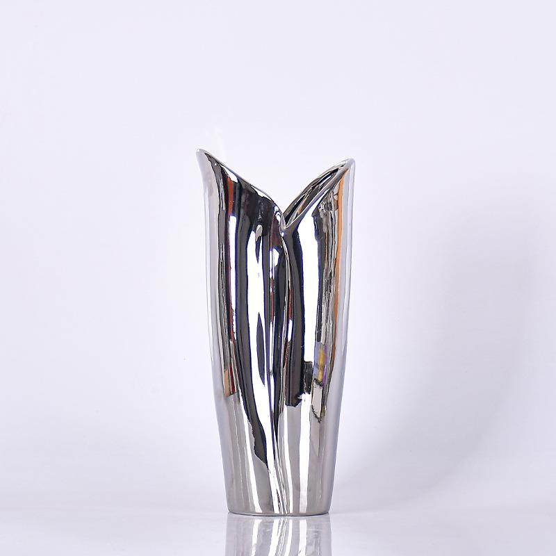 创意陶瓷现代轻奢镀银陶瓷花瓶摆件新中式客厅家居装饰柜摆饰品,淘宝优惠券,粉丝福利购,淘宝优惠卷