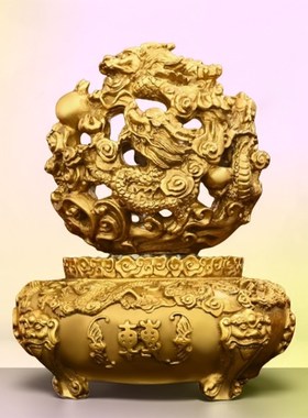 九转乾坤鼎时来运转龙摆件工艺品香炉客厅玄关桌面装饰品店铺摆饰