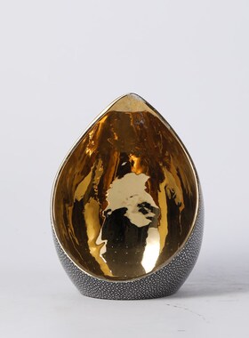 北欧风轻奢创意烛台摆件金色陶瓷软装饰品别墅客厅玄关工艺品摆设