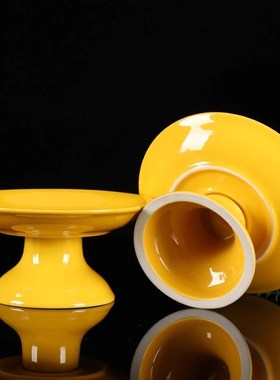 供盘佛前家用礼佛陶瓷贡盘供佛上贡果盘纯黄佛具财神水果盘贡品