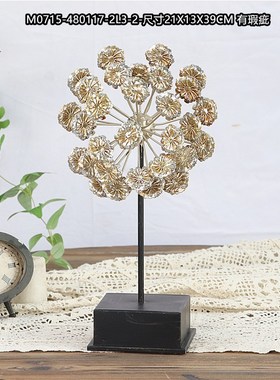 孤品-美式复古做旧实木铁艺烛台摆件民宿庭院玄关桌面创意装饰品