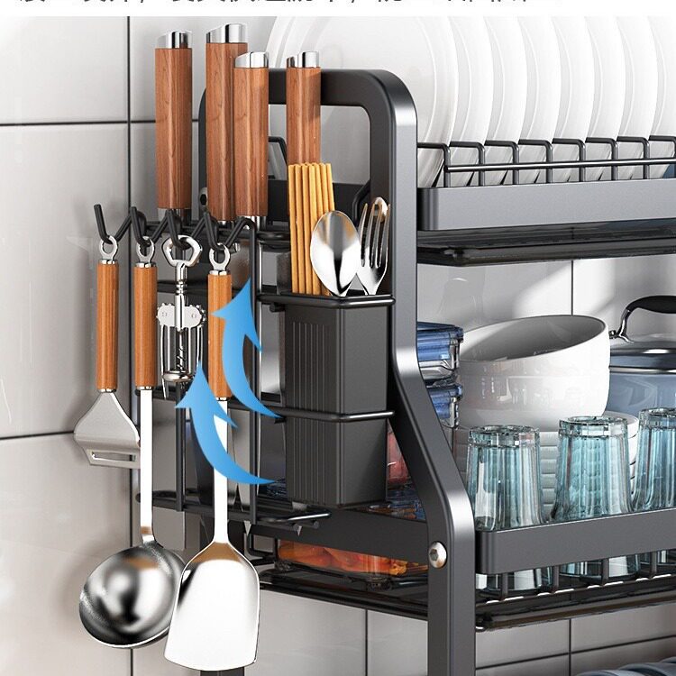 Kitchen good storage rack home desktop storage multi-layer multi-functional cupboard layered draining bowls and chopsticks knife and fork rack