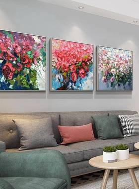 手绘油画客厅落地装饰画卧室挂画小清新复古玫瑰花小众文艺装饰画