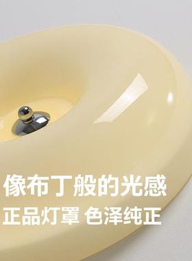 全光谱卧室吸顶灯圆形玻璃中山灯具奶油风创意布丁儿童房护眼灯