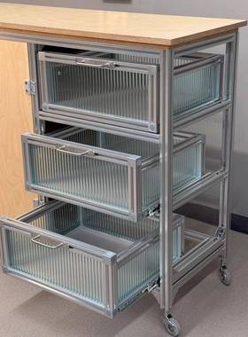 现代海洋板亚克力铝型材抽屉柜餐边柜家用客厅厨房多功能储物柜子