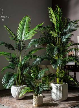 大型高端凤尾葵凤尾竹散尾葵仿真假树室内仿生绿植物盆栽装饰摆件