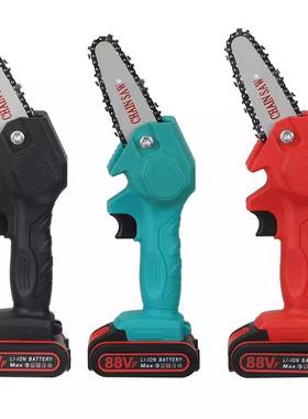 充电式电4寸电链锯小型电动锯木工单手电锯园林伐木迷你电链锯