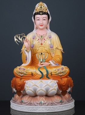 汉白玉娑婆三圣坐莲观音菩萨像释迦摩尼佛地藏王弥勒佛全堂佛摆件