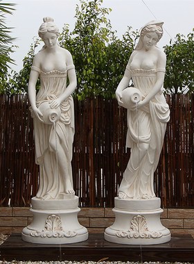 玻璃钢欧式人物石膏雕塑像花园景观流水摆件喷水池出水口庭院艺术