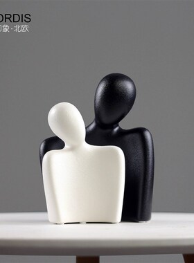北欧抽象艺术人物拥抱陶瓷摆件创意客厅电视柜玄关办公室软装饰品