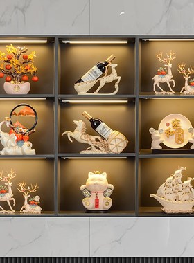 客厅玻璃柜装饰品摆件电视柜旁边柜子轻奢高档高级感入宅新居乔迁