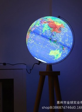 32三角架浮雕地球仪45带灯办公室书房摆件客厅装饰品