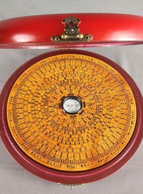 桃木罗盘实木质纯手工高精度专业随身携带三合综合办公室桌面摆件