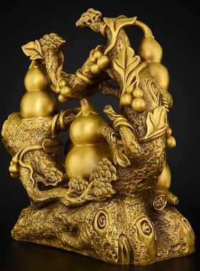 葫芦铜摆件客厅卧室招黄铜五福临门高端葫芦玄关装饰财大号铜胡芦