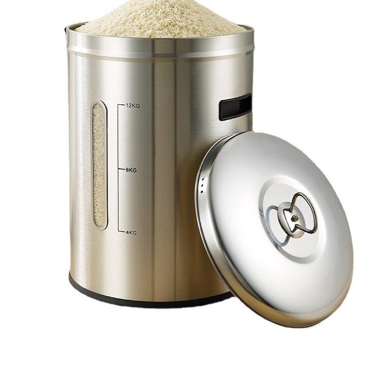 304不锈钢米桶家用50斤装防虫防潮密封米缸加厚食品级大米储米箱 - 图0