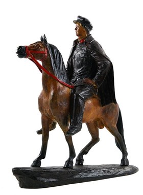 像铜像摆件黄铜骑马彩绘像客厅办公室桌面毛爷爷纯铜像送礼品