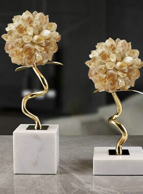 简约现代天然紫水晶花球独舞摆件酒柜客厅玄关轻奢软装饰家居摆设