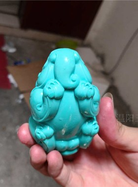 貔貅手把件吊坠吊摆件优化绿松石件手把宠绿松石貔貅茶坠
