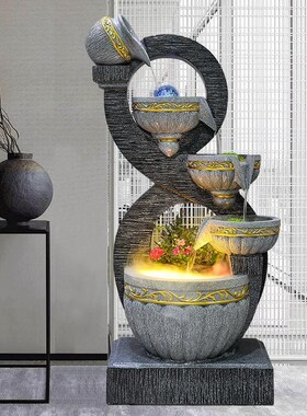 现代轻奢流水喷泉循环水招财摆件客厅办公室加湿装饰乔迁开业送礼