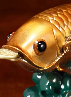 弗朗德全铜招财金龙鱼摆件客厅装饰工艺品乔迁新居开业礼品摆件