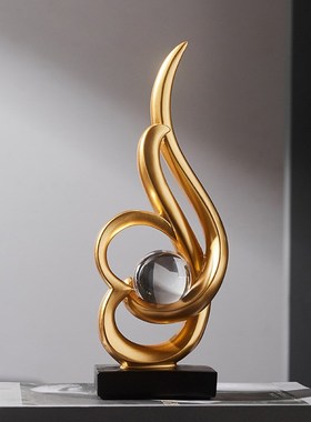 新房装饰品摆件高档大气抽象摆件生水生财酒柜客厅玄关寓意装饰