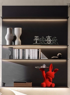 兔子摆件玄关钥匙收纳托盘红色结婚礼物乔迁之喜客厅酒柜装饰品