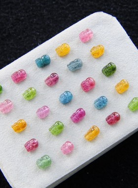 【玺爱乔妈】天然碧玺通孔雕件小貔貅吊坠DIY手链 西瓜色蓝色单个