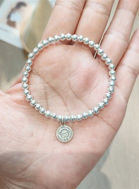 999纯银12生肖转运银珠手链简约饰品情侣宝宝亲子手链送女友礼物